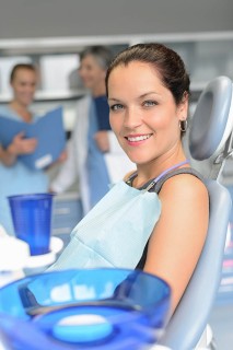 woman sitting dental office